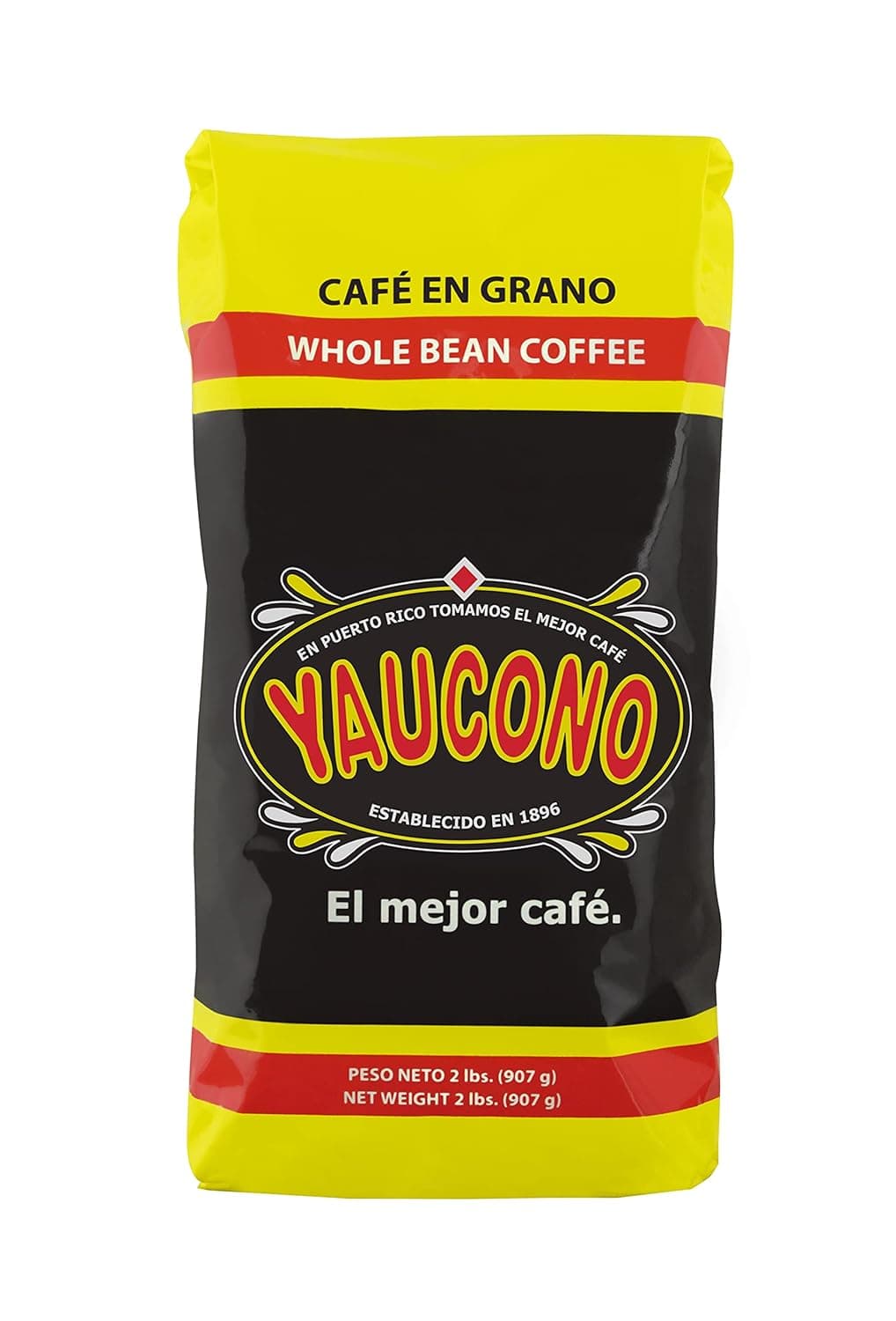 Yaucono Whole Bean Coffee in Bag, Medium Roast, Fresh From Puerto Rico, 2 Pound (Pack of 1)